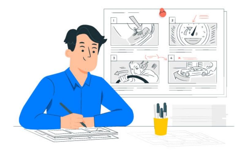 運転の基礎を教材で学ぶ男性のイラスト